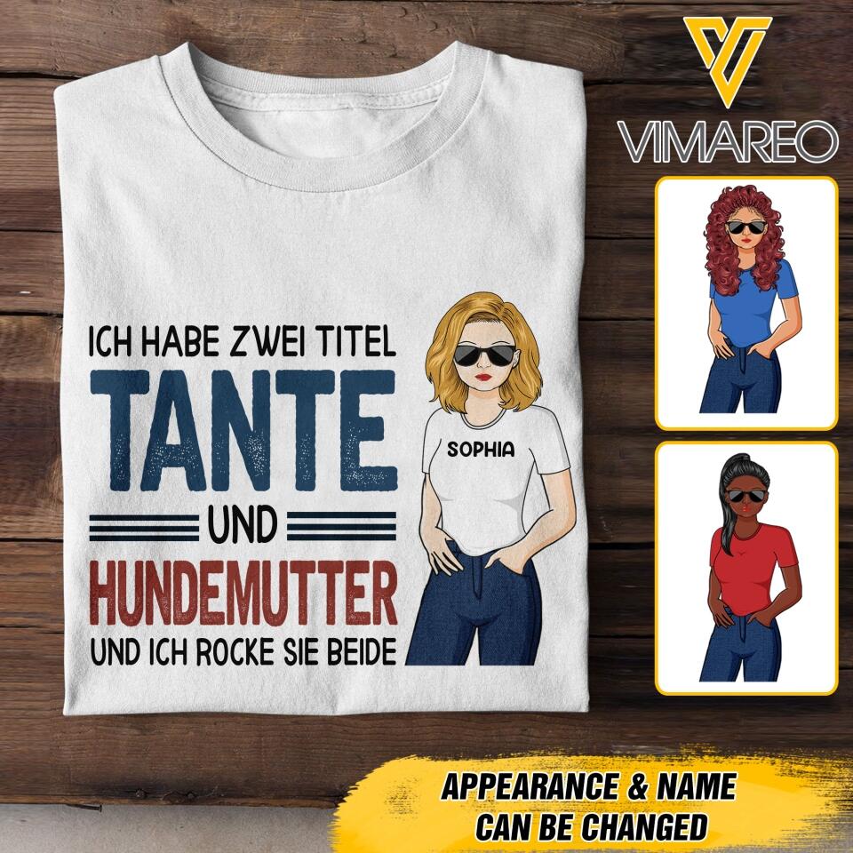 Personalisiert Tante Und Hundemutter Tshirt Gedruckt 22MAY-LN13