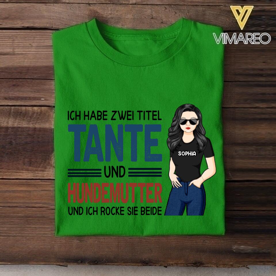 Personalisiert Tante Und Hundemutter Tshirt Gedruckt 22MAY-LN13