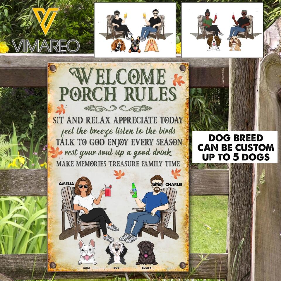PERSONALIZED WELCOME PORCH RULES MENTAL SIGN NQHC1305