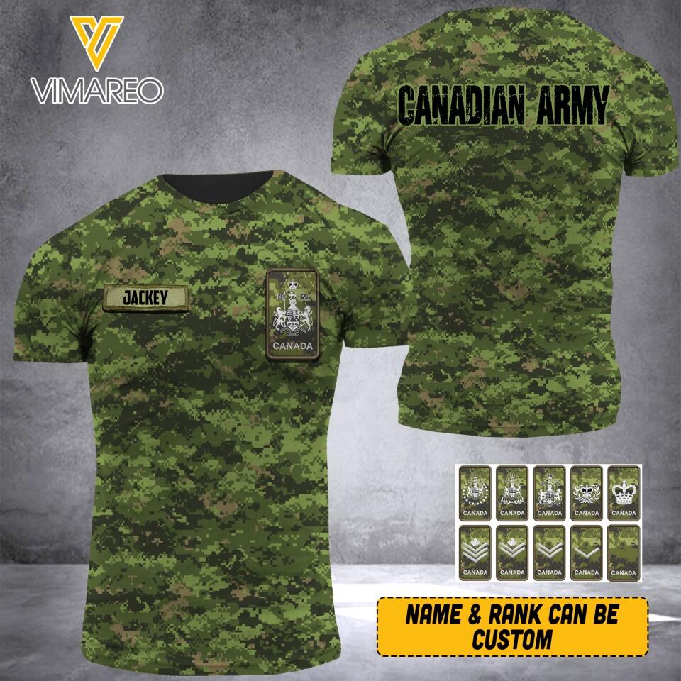 DH Personalized Canadian Soldier Tshirt 3D Printed HQ1305