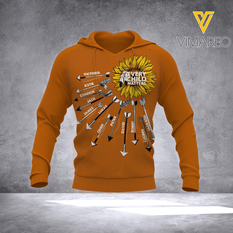 PERSONALIZED EVERY CHILD MATTERS SUNFLOWER KID NAME  HOODIE OR TSHIRT 3D PRINTED QTHC1705