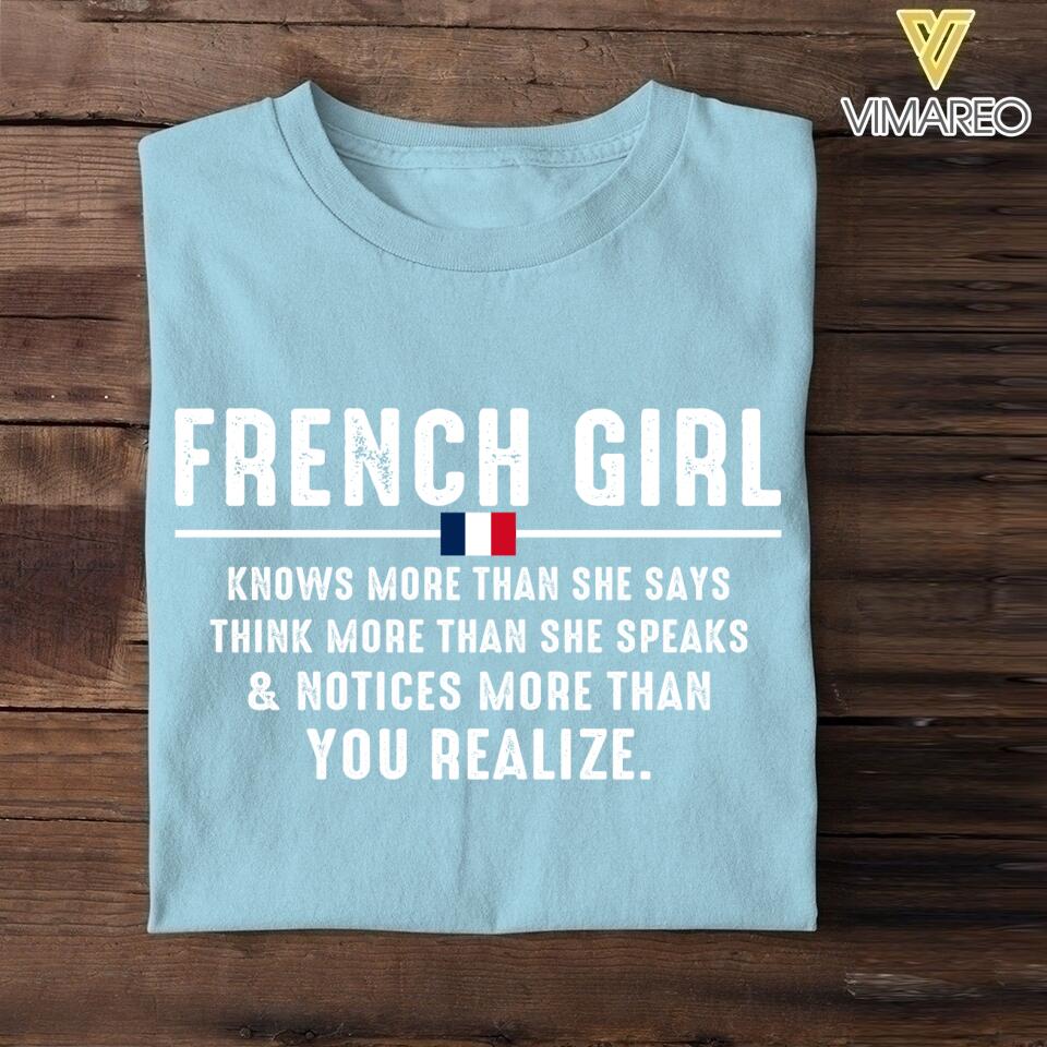 DH Personalized French Girl Tshirt Printed DT1805