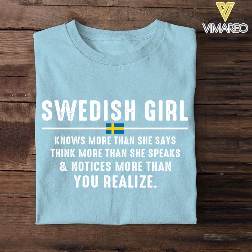 DH Personalized Swedish Girl Tshirt Printed DT1805