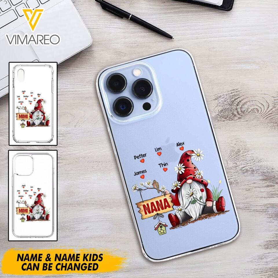 PERSONALIZED TRANSPARENT SILICONE PHONECASE GRANDMA KIDS