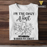 PERSONALIZED I'M THE CRAZY AUNT NICECE NEWPHEW WARNED YOU ABOUT  TSHIRTS QTVQ2305
