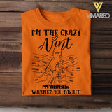PERSONALIZED I'M THE CRAZY AUNT NICECE NEWPHEW WARNED YOU ABOUT  TSHIRTS QTVQ2305