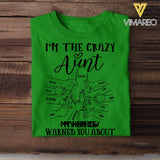 PERSONALIZED I'M THE CRAZY AUNT NICECE NEWPHEW WARNED YOU ABOUT  TSHIRTS QTVQ2305