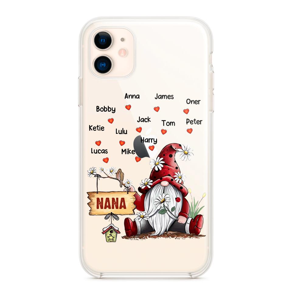 PERSONALIZED TRANSPARENT SILICONE PHONECASE GRANDMA KIDS