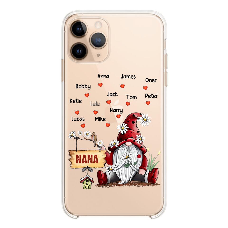 PERSONALIZED TRANSPARENT SILICONE PHONECASE GRANDMA KIDS