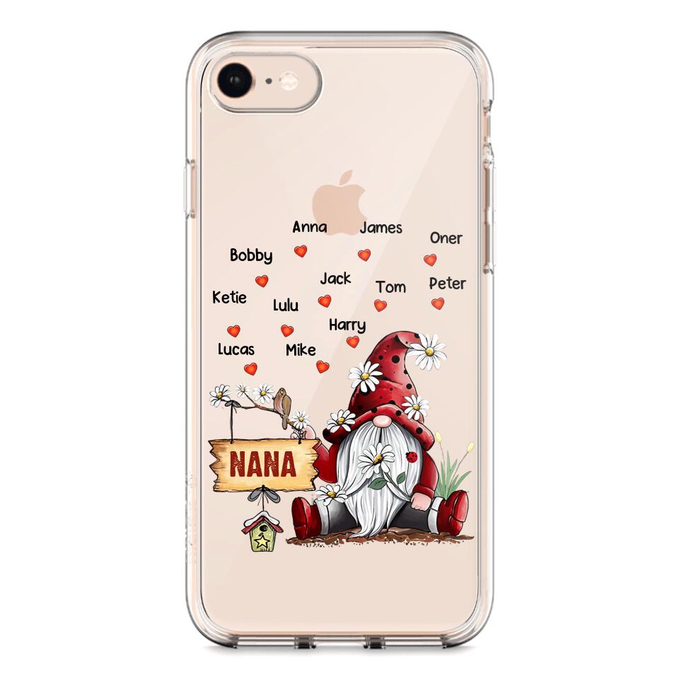 PERSONALIZED TRANSPARENT SILICONE PHONECASE GRANDMA KIDS