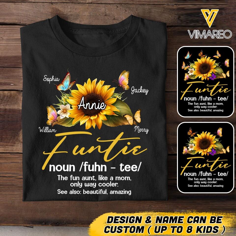 Personalized Funtie Sunflower Kid Name Tshirt Printed NQVQ2305