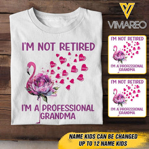 PERSONALIZED I'M NOT RETIRED I'M A PROFESSIONAL GRANDMA FLAMIGO TSHIRT QTTN2505