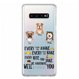 PERSONALIZED DOG EVERY SNACK BAKE BITE WE'LL BE WATCHING YOU SILICON PHONECASE NQHC2405