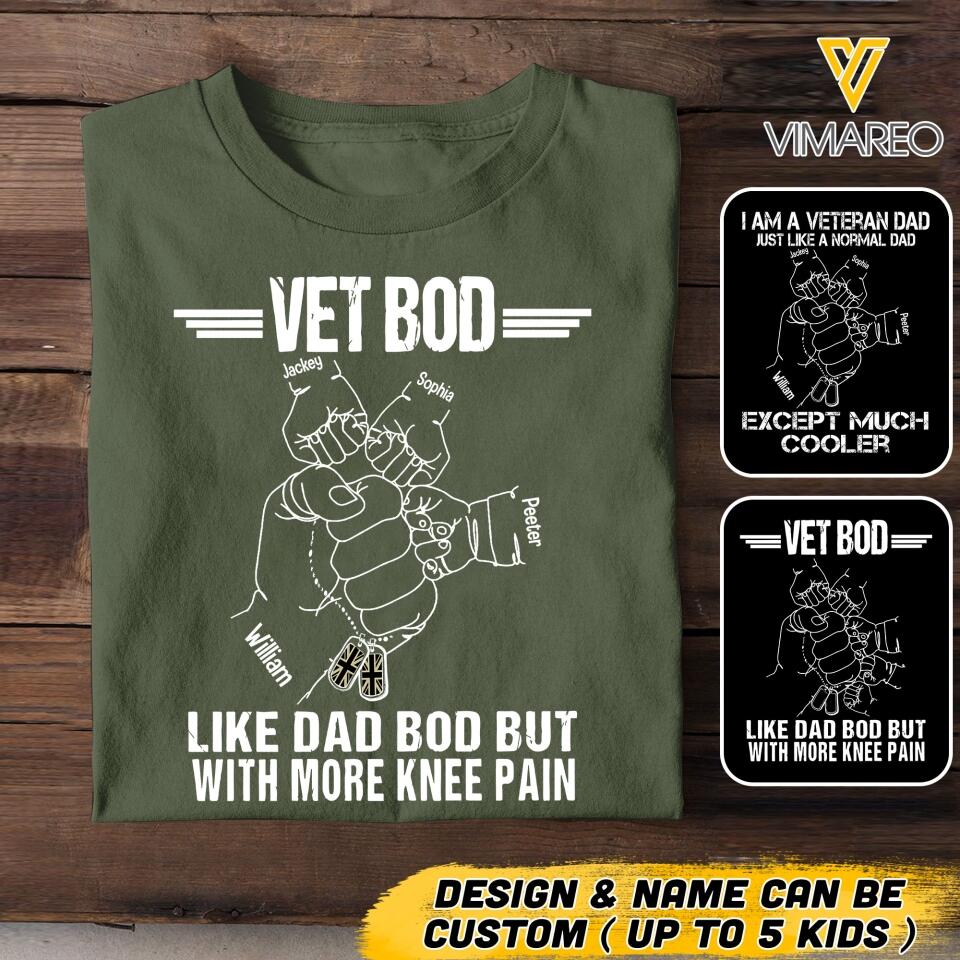 Personalized UK Veteran Dad Bob Kid Name Tshirt Printed QTVQ2705