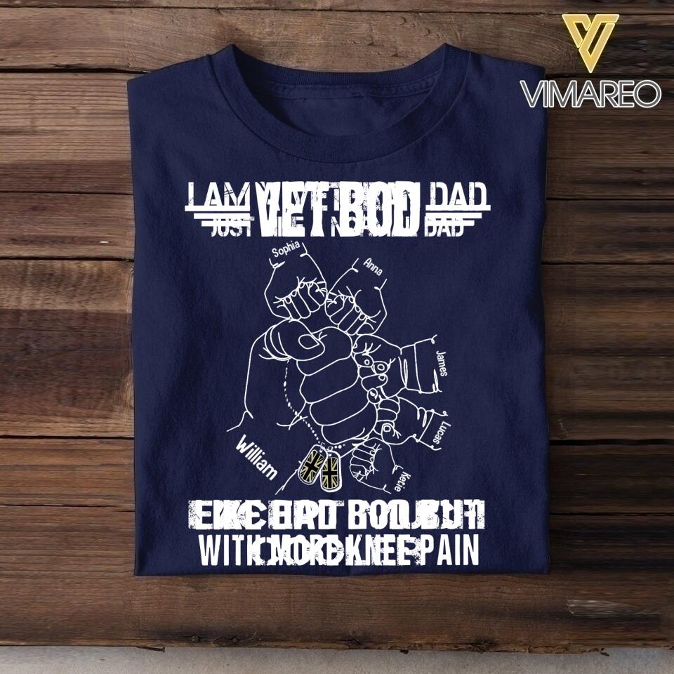 Personalized UK Veteran Dad Bob Kid Name Tshirt Printed QTVQ2705