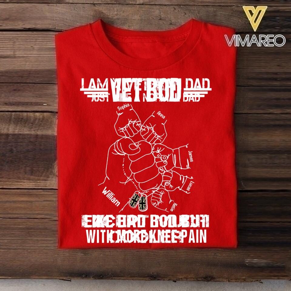 Personalized UK Veteran Dad Bob Kid Name Tshirt Printed QTVQ2705