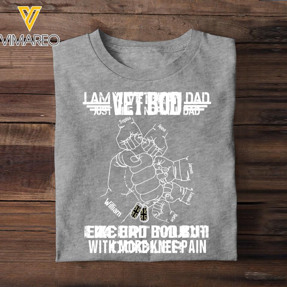 Personalized UK Veteran Dad Bob Kid Name Tshirt Printed QTVQ2705