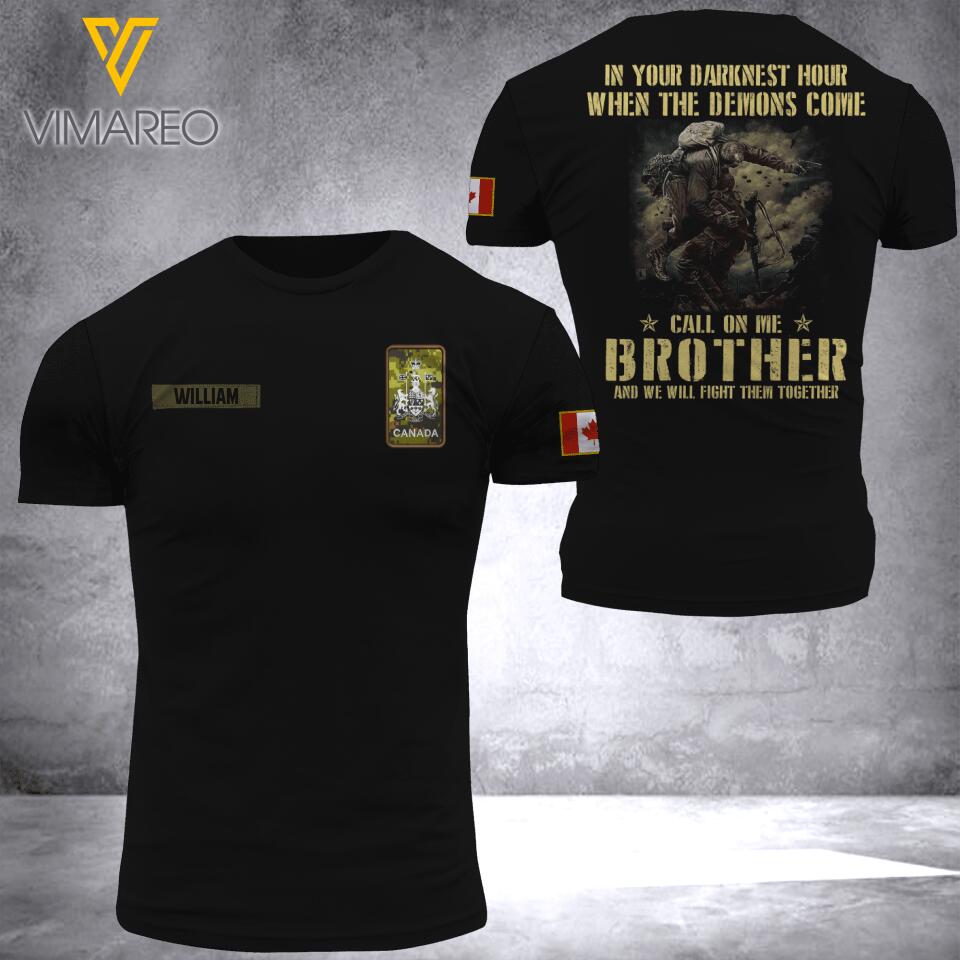 DH Personalized Canadian Soldier Tshirt 3D Printed DT2505