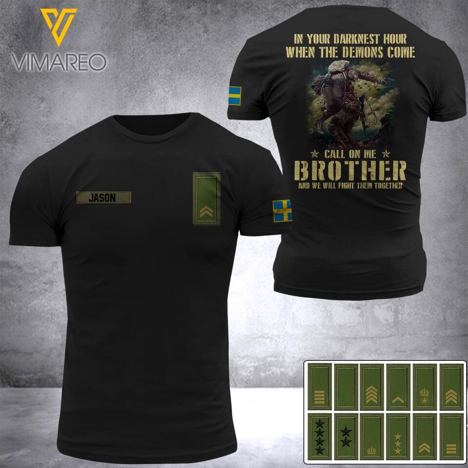 DH Personalized Swedish Soldier Tshirt 3D Printed DT2505