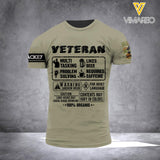 DH Personalized Australian Veterans/Soldier Tshirt 3D Printed HQ2605