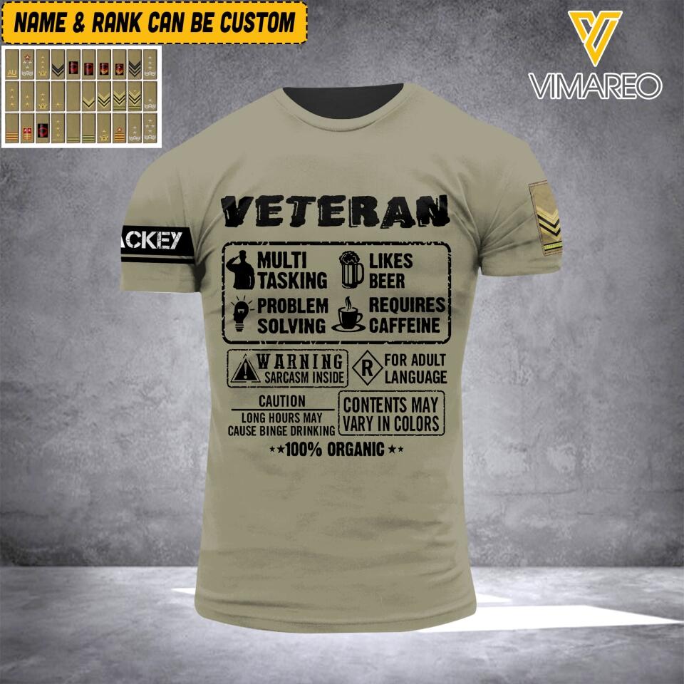 DH Personalized Italian Veterans/Soldier Tshirt 3D Printed HQ2605