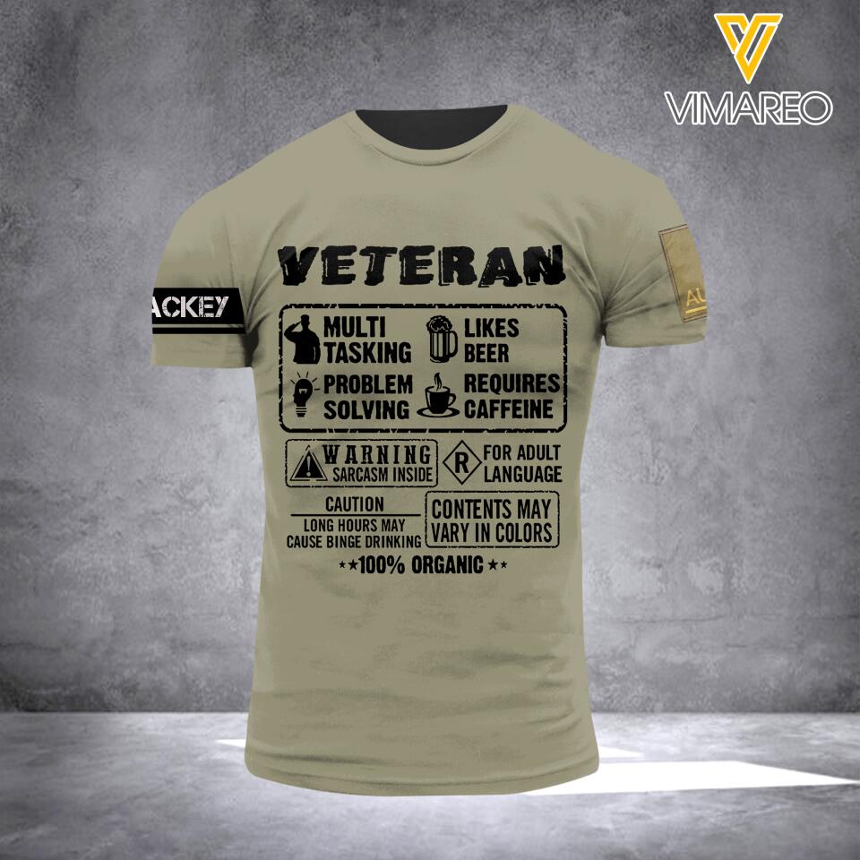 DH Personalized Italian Veterans/Soldier Tshirt 3D Printed HQ2605