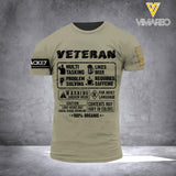 DH Personalized Italian Veterans/Soldier Tshirt 3D Printed HQ2605