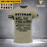 DH Personalized British Veterans/Soldier Tshirt 3D Printed HQ2605