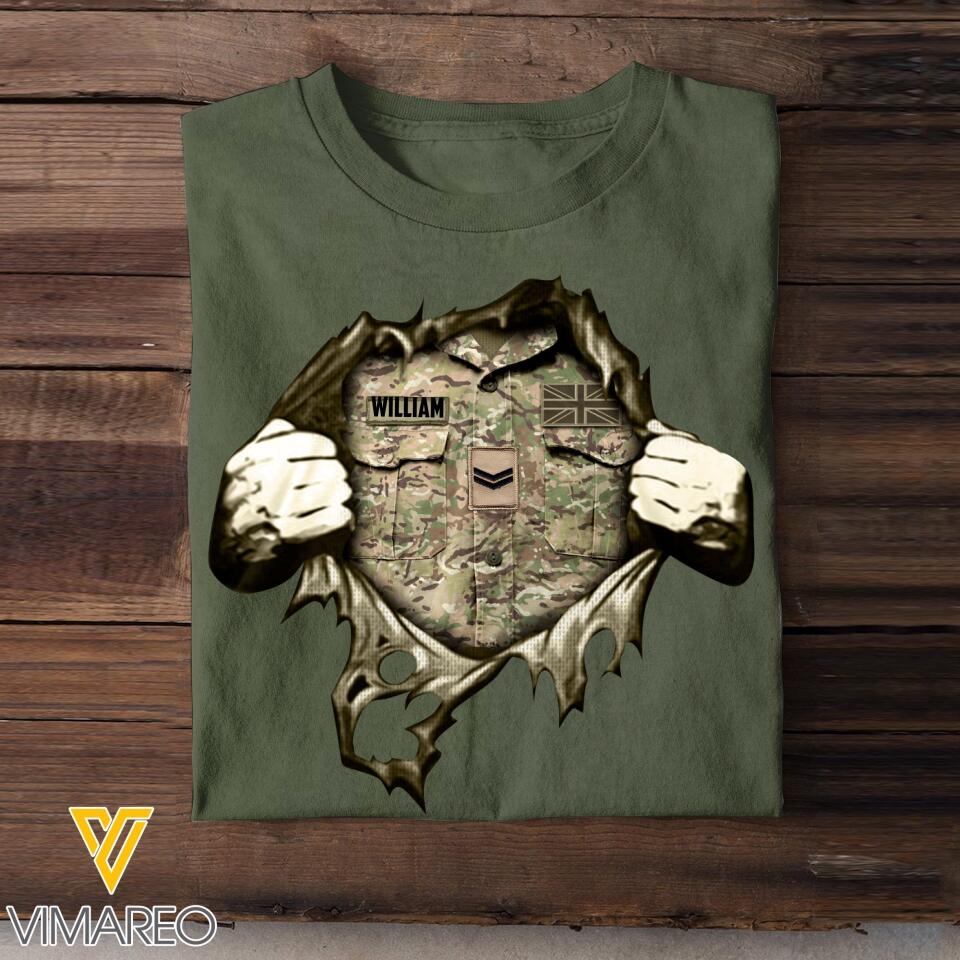 Personalized British Veterans/Soldier Tshit Printed 22APR-HQ25