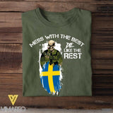 Personalized Mess with the best-Swedish soldier Tshirt Printed QTDT0306