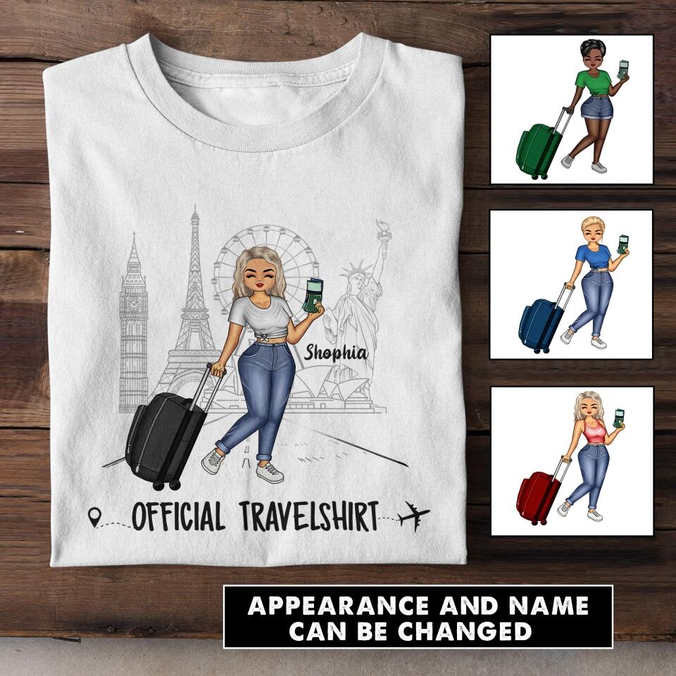 Personalized A Girl Love Travel Tshirt Printed NQHC3105