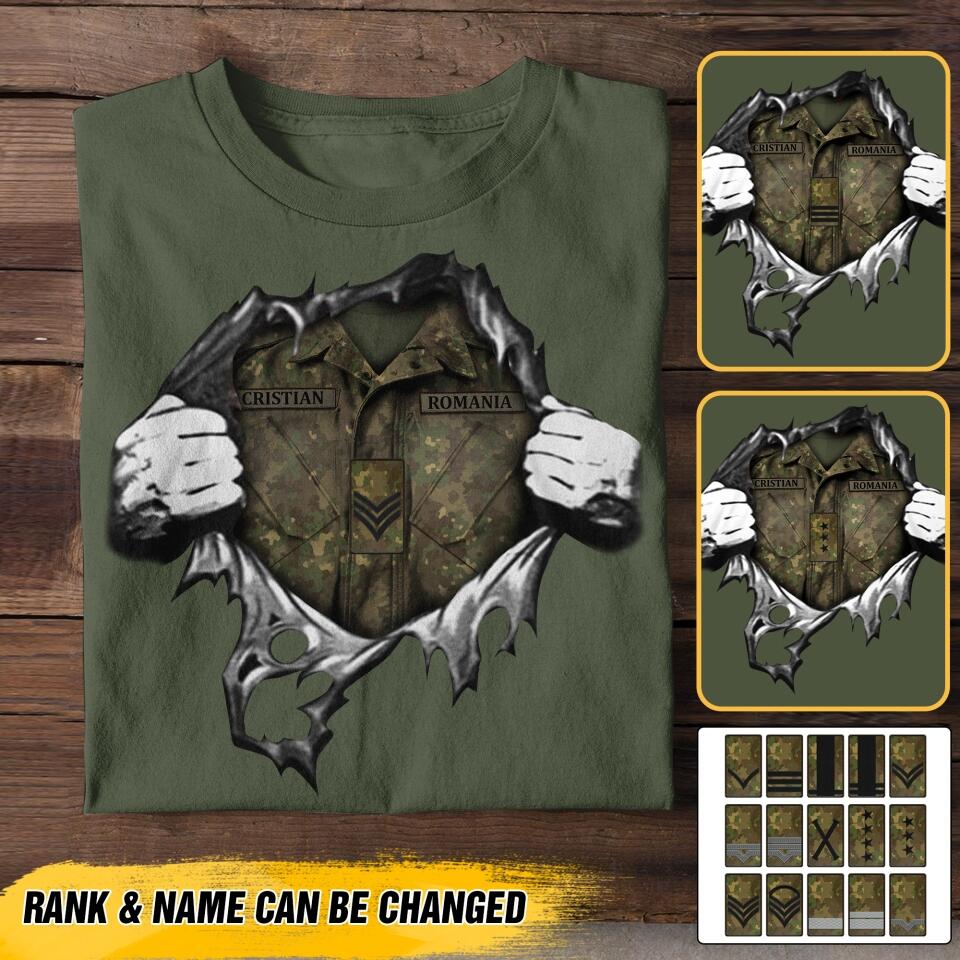 Personalized Romanian Soldier Tshirt Printed 22JUL-DT03