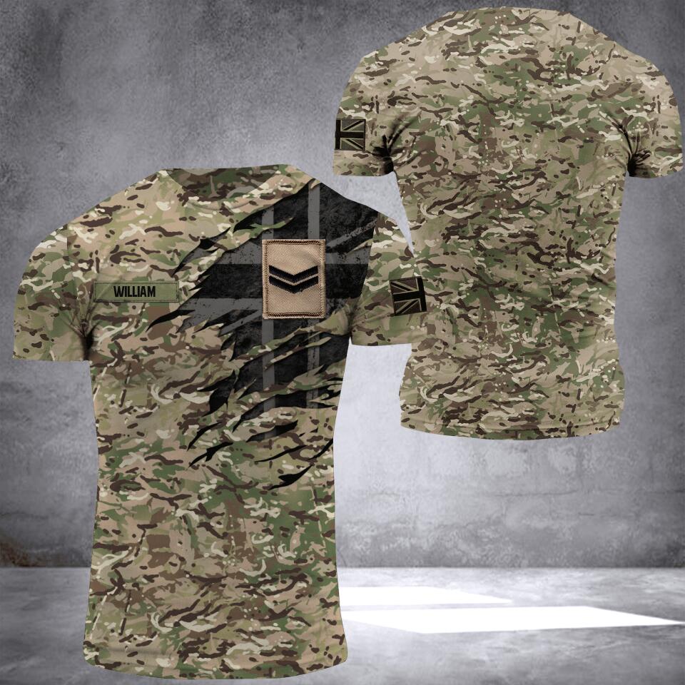 DH Personalized British Veterans/Soldier Tshirt 3D Printed DT0406