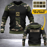 Personalized France Veteran Camo Tshirt or Hoodie 3D Printed QTDT0406