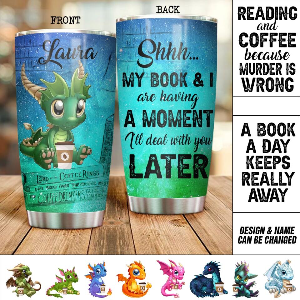 Personalized Dragon Book or Reading Lovers With Coffee Tumbler NQDT0306