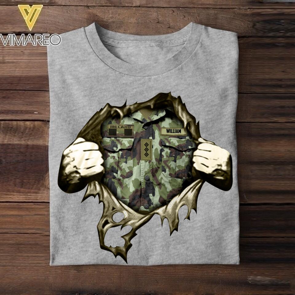 Personalized Irish Veterans/Soldier Tshit Printed 22APR-HQ29
