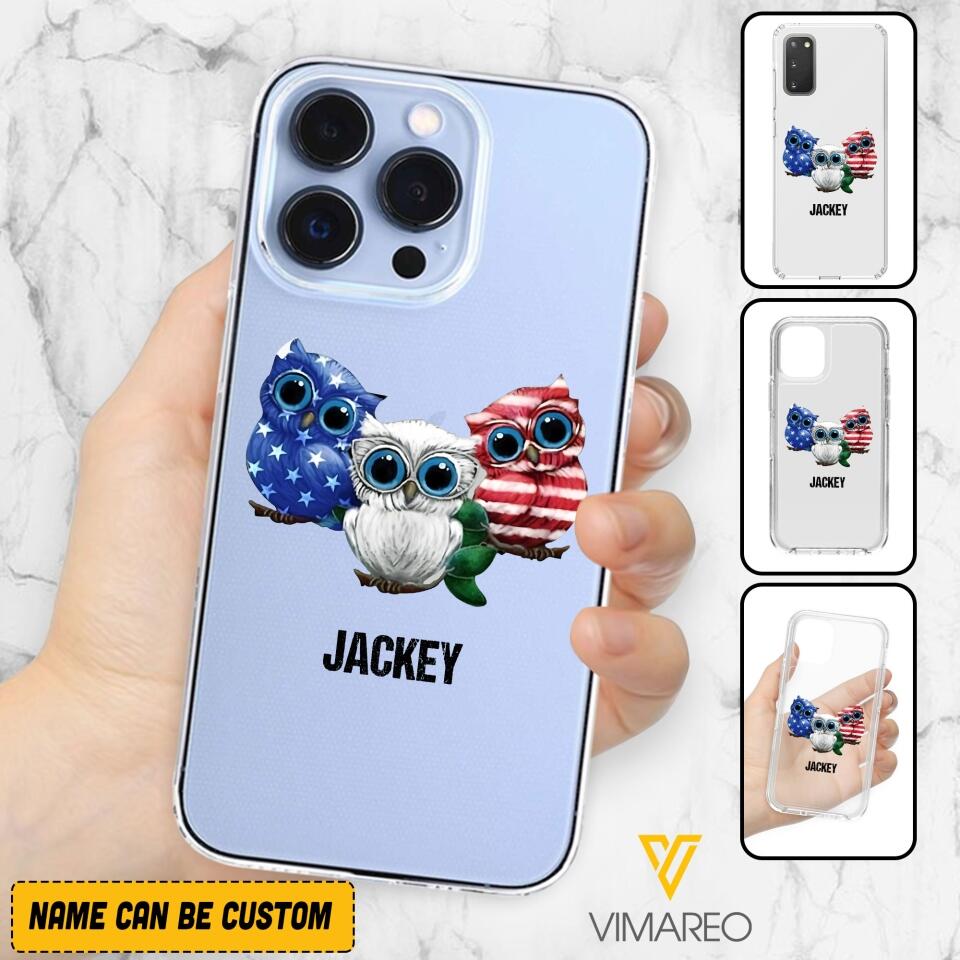 Personalized Owl Transparent Silicone Phonecase Printed NQHQ0606