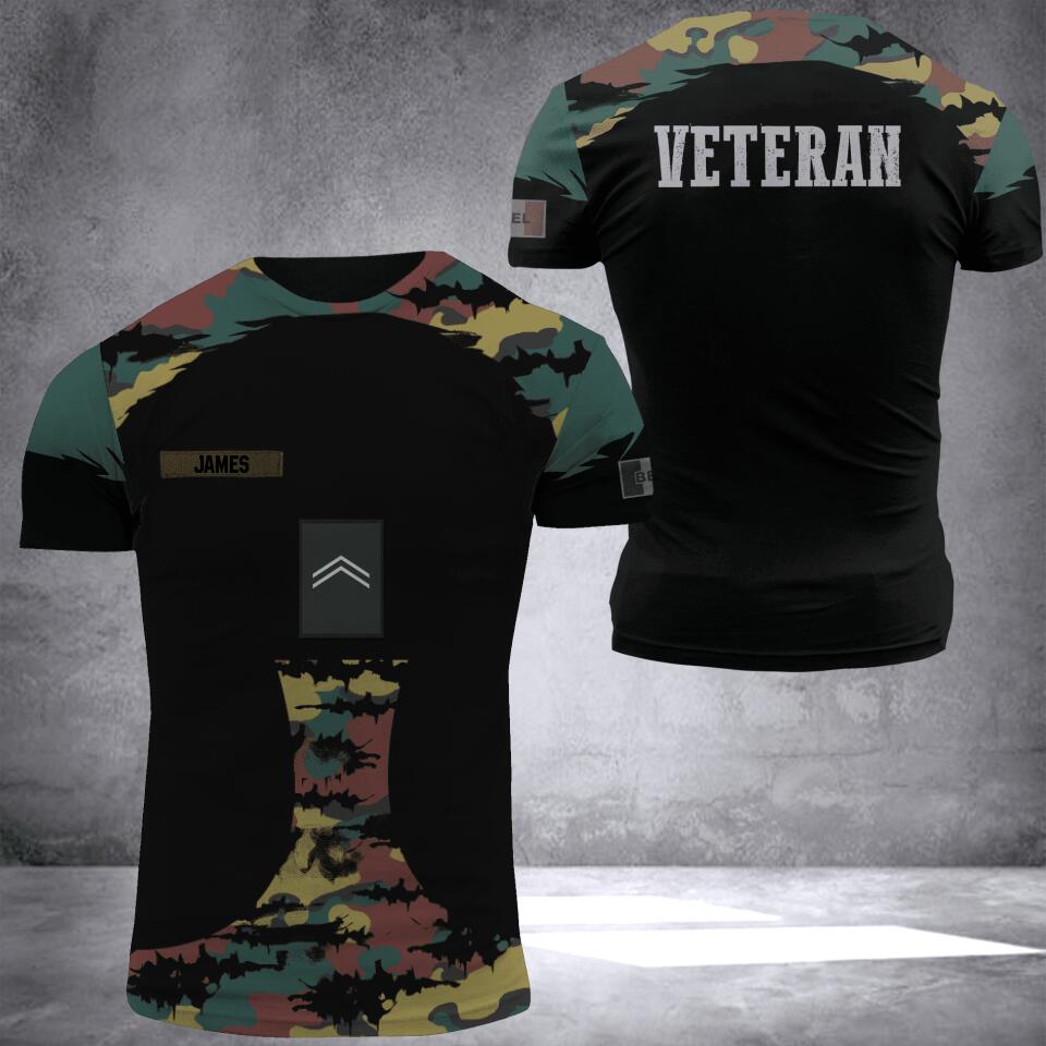 Personalized Belgium Veteran Camo Hoodie 3D Printed QTDT0706