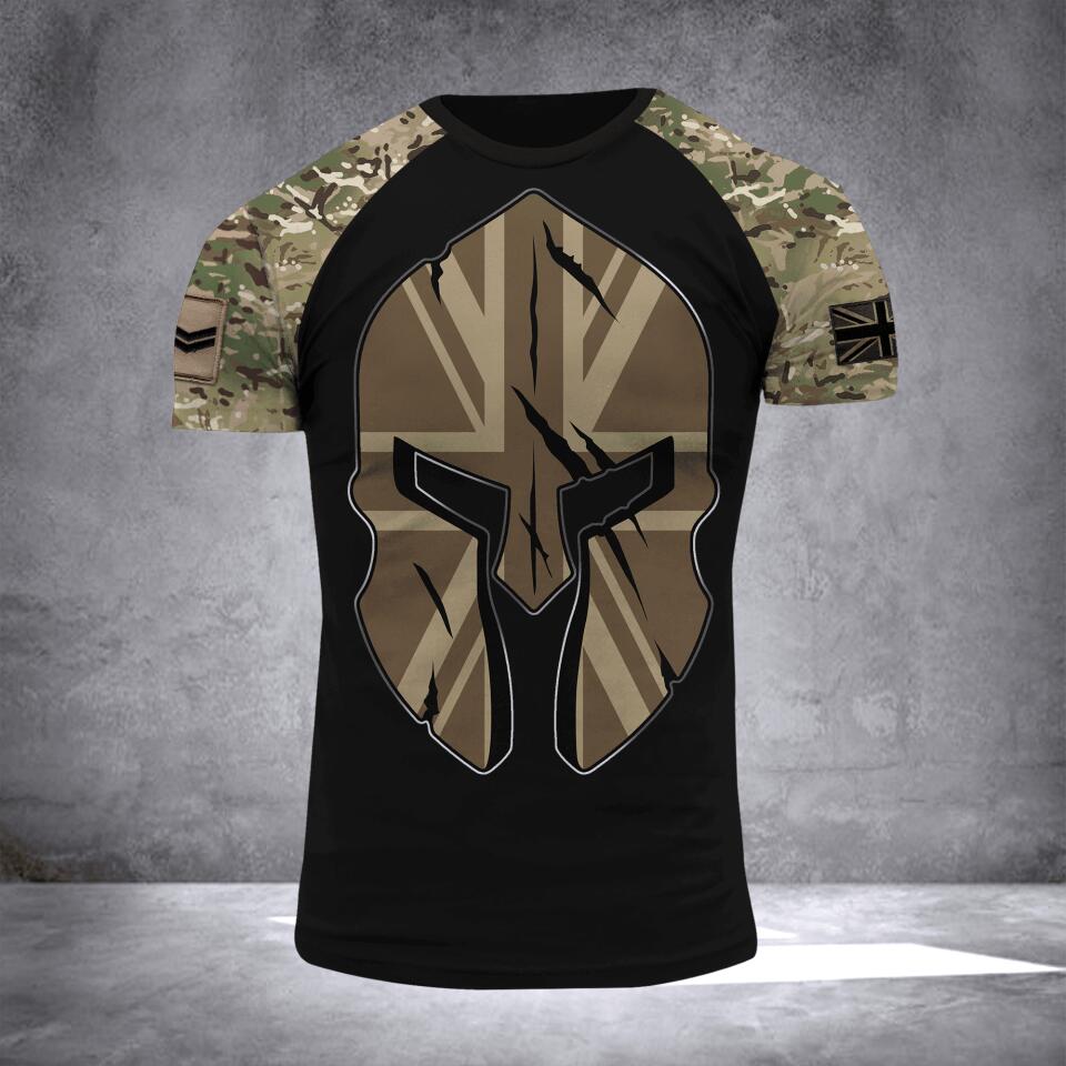 Personalized UK Army Camo Tshirt or Hoodie 3D Printed QTDT0706