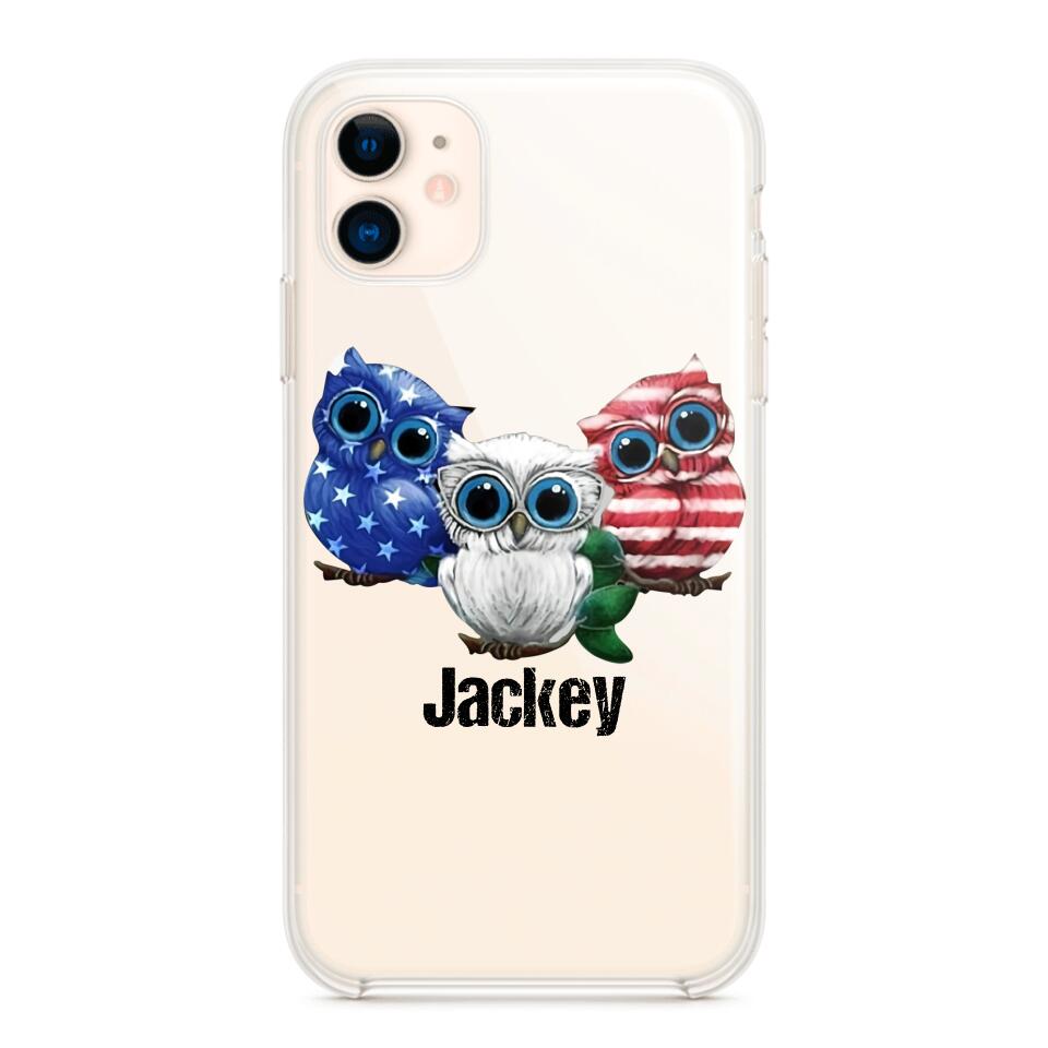 Personalized Owl Transparent Silicone Phonecase Printed NQHQ0606