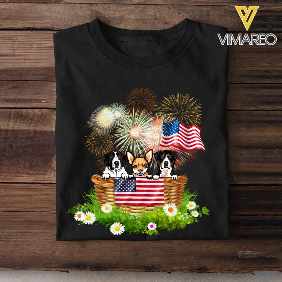 Personalized Dog Lovers US Flag Tshirt Printed NQHC0806
