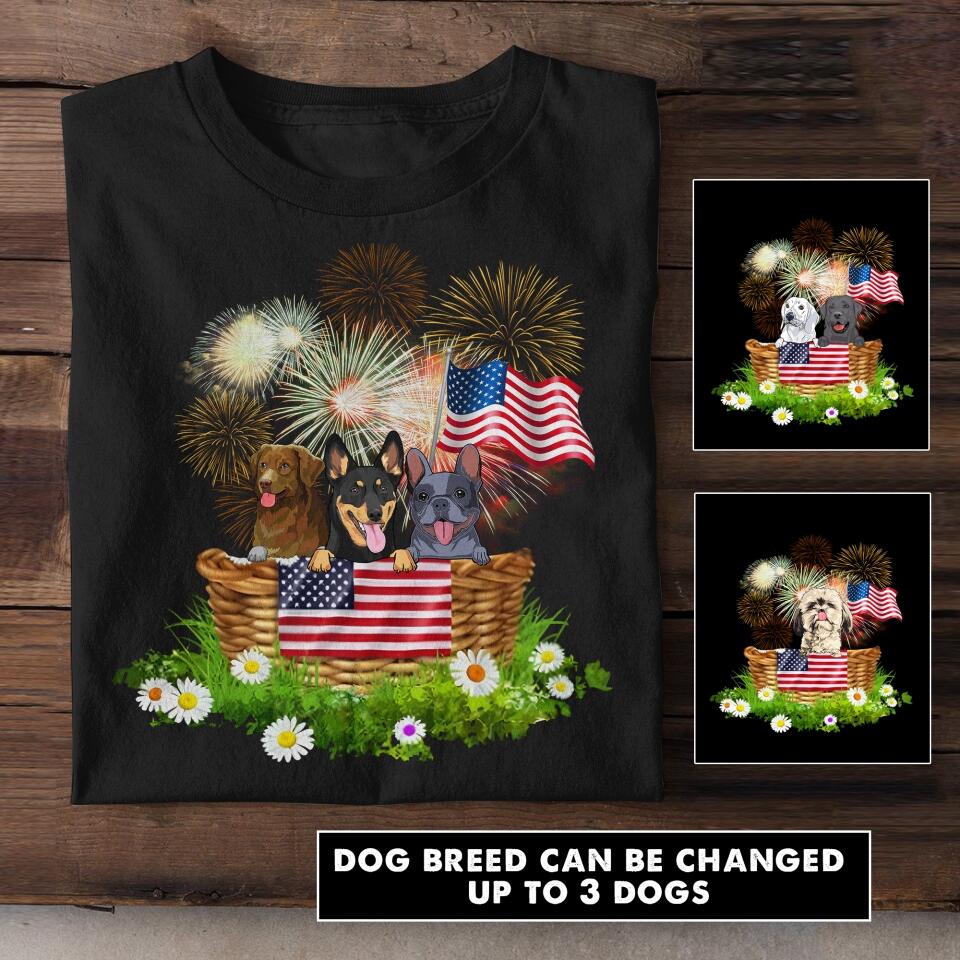Personalized Dog Lovers US Flag Tshirt Printed NQHC0806