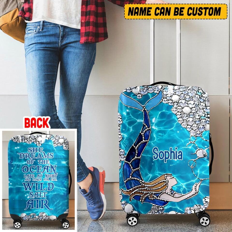 Personalized She Dreams Of The Ocean Mermaid Luggage Cover Printed NQHC0806