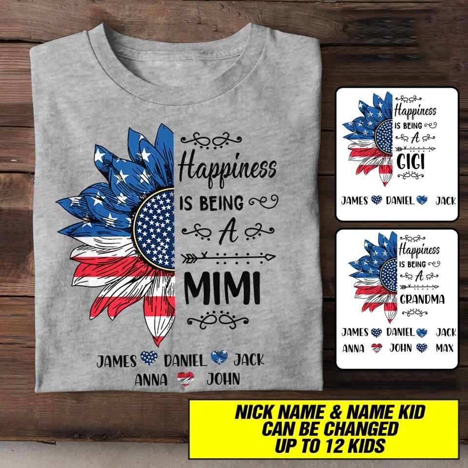 Personalized Happiness Is Being A Grandma Tshirt Printed 22JUL-HC09