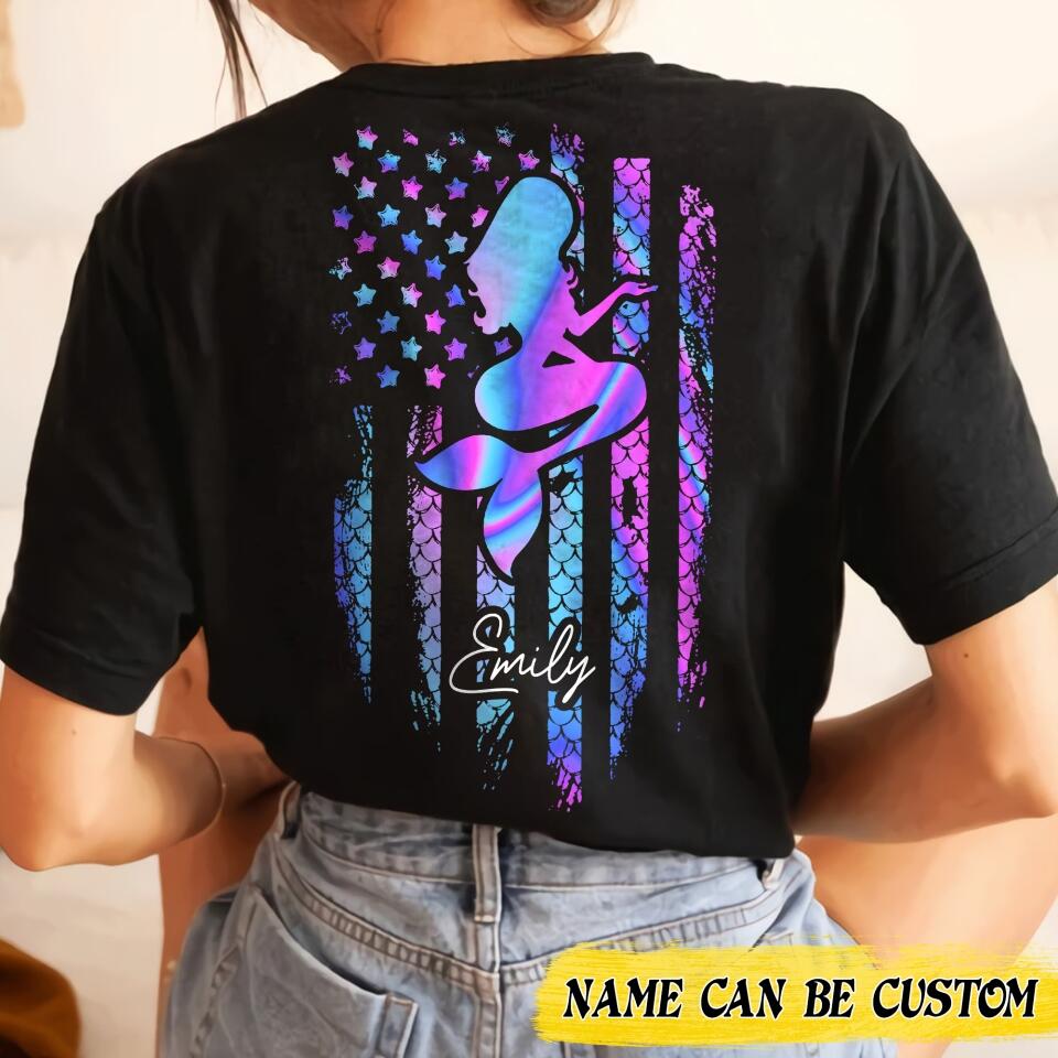 Personalized Mermaid US Flag Tshirt Printed NQDT0906
