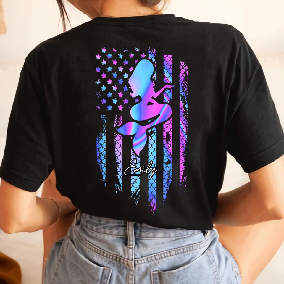 Personalized Mermaid US Flag Tshirt Printed NQDT0906
