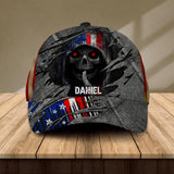 Personalized Skull Lovers US Flag Peaked Cap Printed NQDT1006