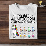 Personalized The Best Aunticorn Are Born In June Tshirt Printed QTDT1006