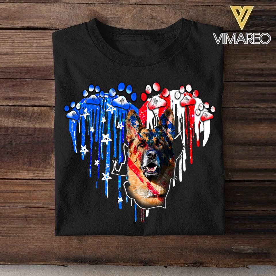 Personalized German Shepherd Us Flag Tshirt Printed QTVQ1406