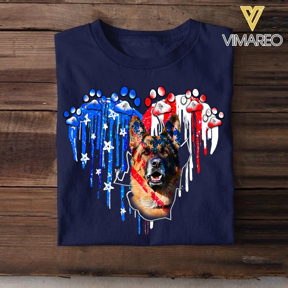 Personalized German Shepherd Us Flag Tshirt Printed QTVQ1406